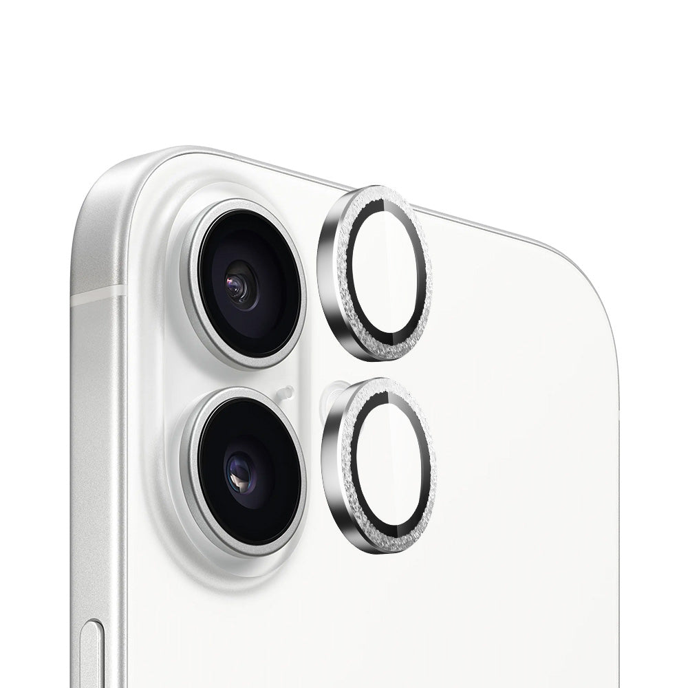 Folie de protectie Camera Spate Blueo Metal Frame pentru Apple iPhone 16 Plus / 16, Sticla Securizata, Argintie