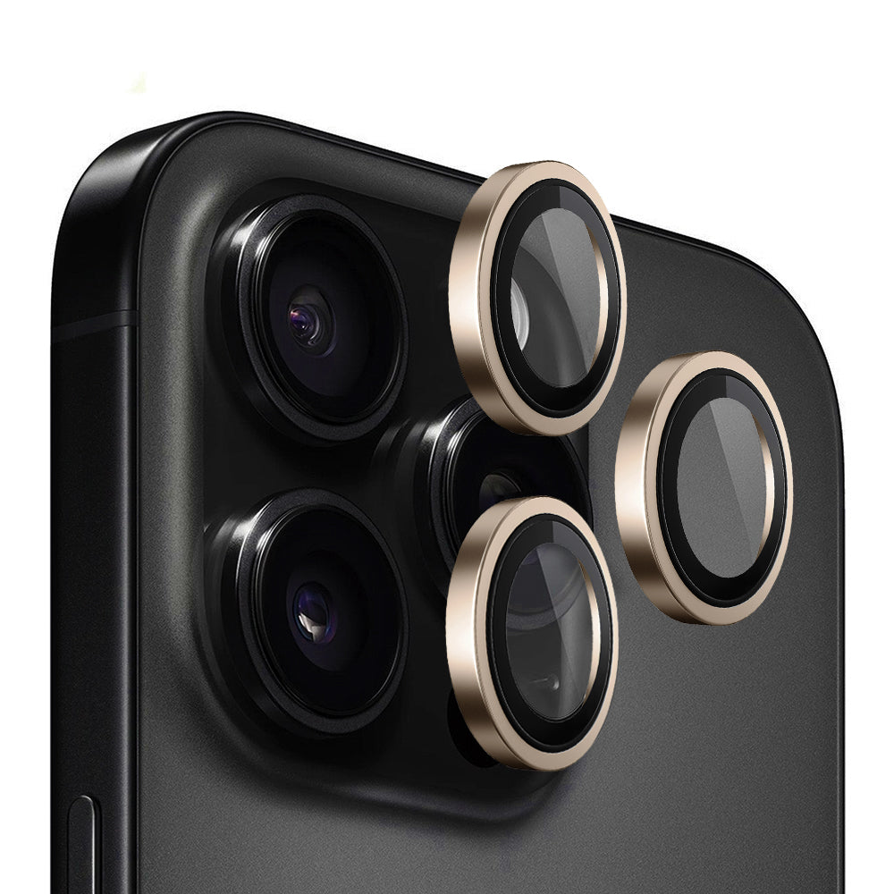 Folie de protectie Camera Spate Blueo Metal Frame pentru Apple iPhone 16 Pro Max / 16 Pro, Sticla Securizata, Bronz