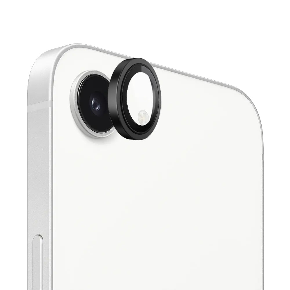 Folie de protectie Camera Spate Blueo Metal Frame pentru Apple iPhone 17e / 16e, Sticla Securizata, Neagra