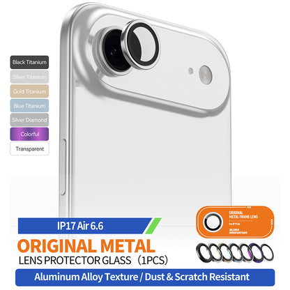 Folie de protectie Camera Spate Blueo Metal Frame pentru Apple iPhone 17 Air, Sticla Securizata, Albastra