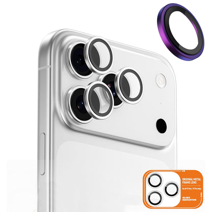 Folie de protectie Camera Spate Blueo Metal Frame pentru Apple iPhone 17 Pro Max / 17 Pro, Sticla Securizata, Multicolor