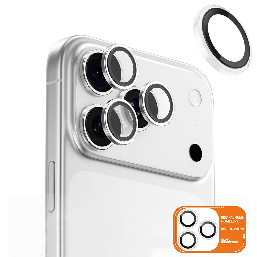 Folie de protectie Camera Spate Blueo Metal Frame pentru Apple iPhone 17 Pro Max / 17 Pro, Sticla Securizata, Transparenta