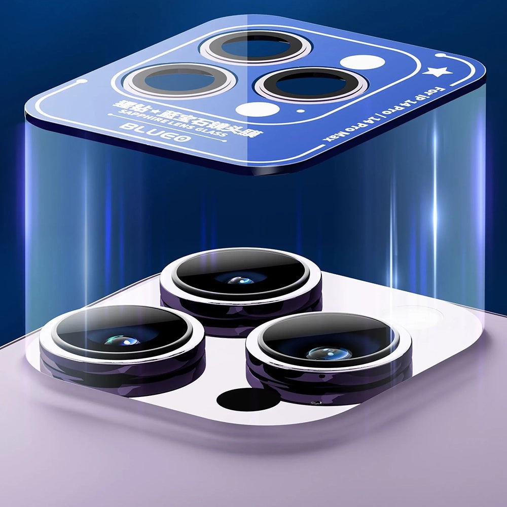 Folie de protectie Camera Spate Blueo Sapphire Crystal pentru Apple iPhone 14 Pro Max / 14 Pro, Sticla Securizata, Mov