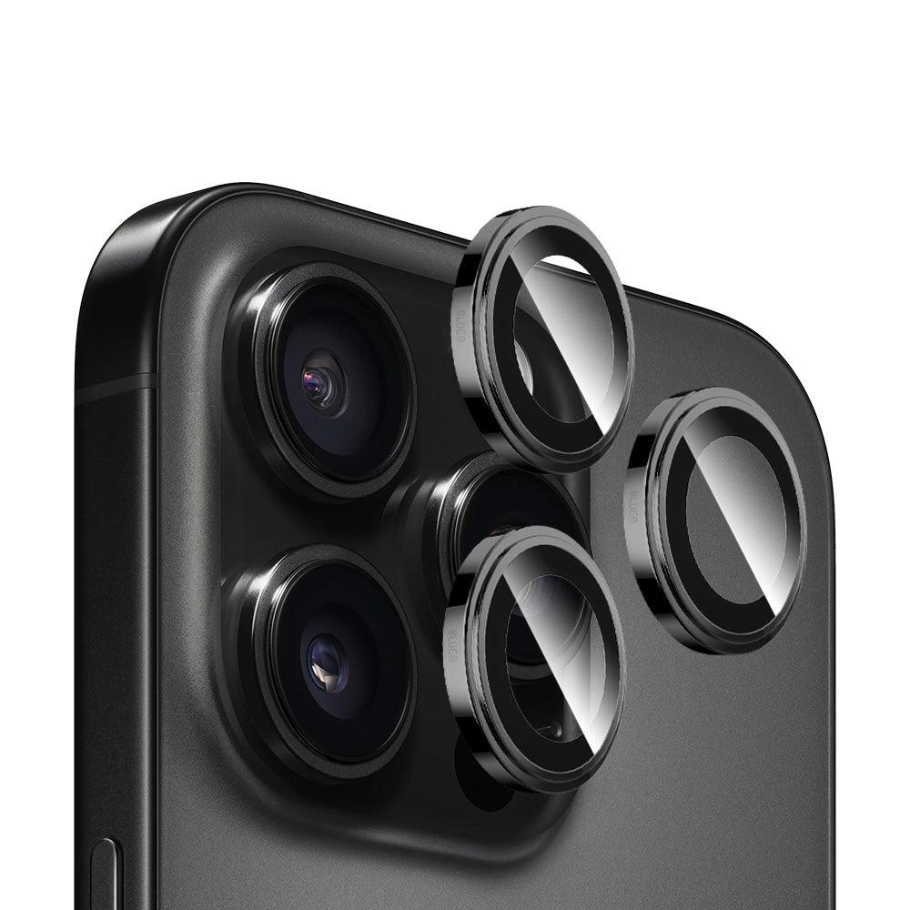 Folie de protectie Camera Spate Blueo Sapphire Crystal pentru Apple iPhone 14 Pro Max / 14 Pro, Sticla Securizata, Neagra