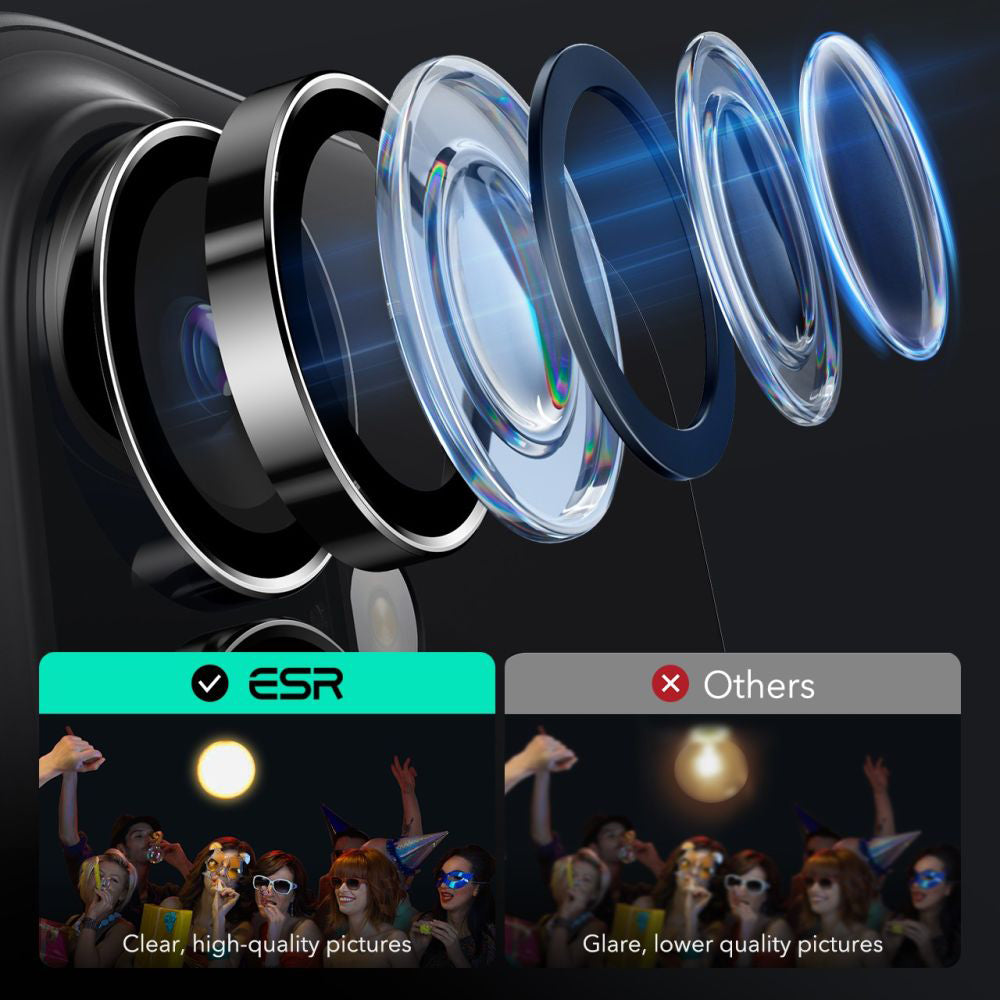 Folie de protectie Camera Spate ESR Armorite pentru Apple iPhone 17 / 16 Plus / 16, Sticla Securizata, Neagra