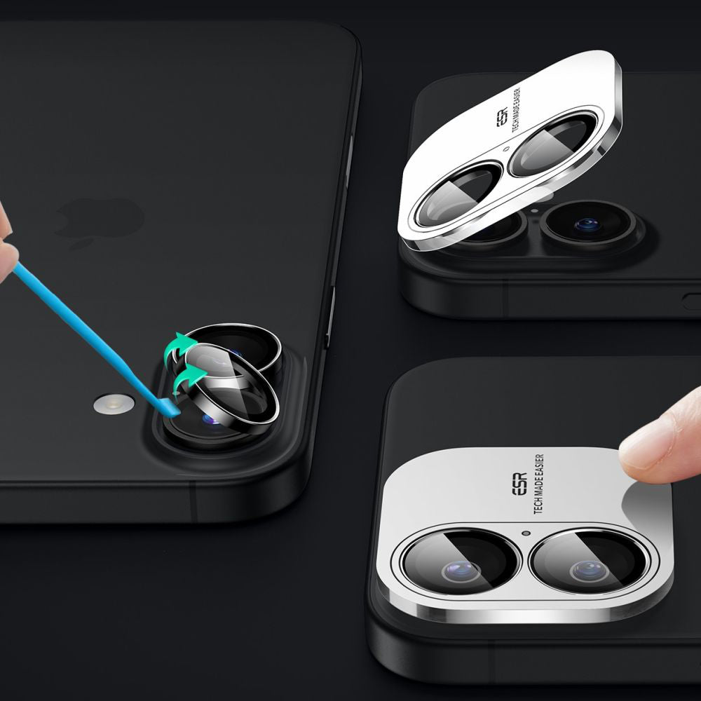 Folie de protectie Camera Spate ESR Armorite pentru Apple iPhone 17 / 16 Plus / 16, Sticla Securizata, Neagra