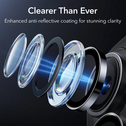 Folie de protectie Camera Spate ESR Armorite pentru Apple iPhone 17 / 16 Plus / 16, Sticla Securizata, Set 2 bucati, Neagra