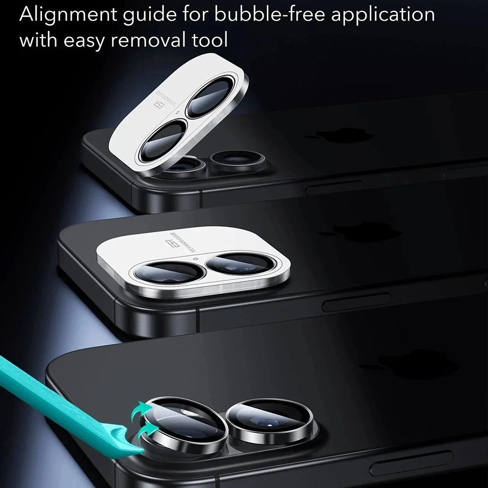 Folie de protectie Camera Spate ESR Armorite pentru Apple iPhone 17 / 16 Plus / 16, Sticla Securizata, Set 2 bucati, Neagra