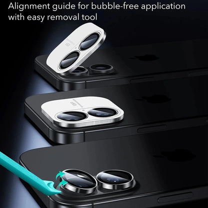 Folie de protectie Camera Spate ESR Armorite pentru Apple iPhone 17 / 16 Plus / 16, Sticla Securizata, Set 2 bucati, Neagra