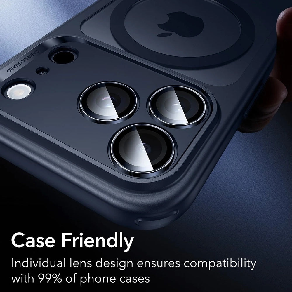 Folie de protectie Camera Spate ESR Armorite pentru Apple iPhone 17 Pro Max / 17 Pro / 16 Pro Max / 16 Pro, Sticla Securizata, Albastra