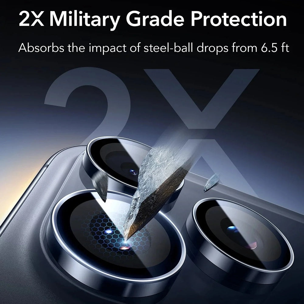 Folie de protectie Camera Spate ESR Armorite pentru Apple iPhone 17 Pro Max / 17 Pro / 16 Pro Max / 16 Pro, Sticla Securizata, Albastra