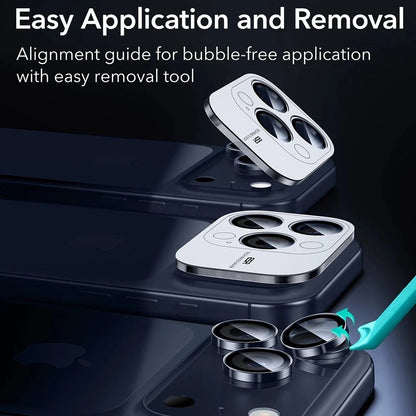 Folie de protectie Camera Spate ESR Armorite pentru Apple iPhone 17 Pro Max / 17 Pro / 16 Pro Max / 16 Pro, Sticla Securizata, Albastra