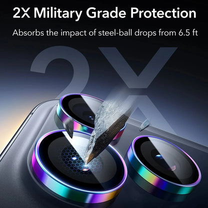 Folie de protectie Camera Spate ESR Armorite pentru Apple iPhone 17 Pro Max / 17 Pro / 16 Pro Max / 16 Pro, Sticla Securizata, Multicolor