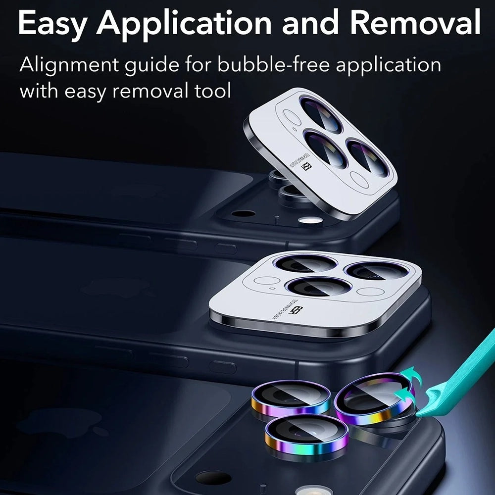 Folie de protectie Camera Spate ESR Armorite pentru Apple iPhone 17 Pro Max / 17 Pro / 16 Pro Max / 16 Pro, Sticla Securizata, Multicolor