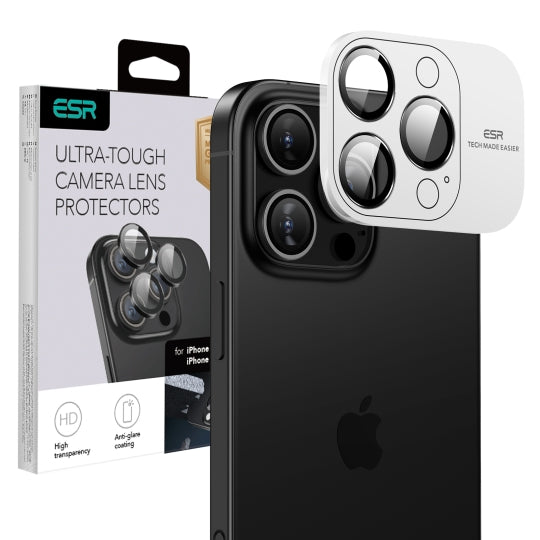 Folie de protectie Camera Spate ESR Armorite pentru Apple iPhone 17 Pro Max / 17 Pro / 16 Pro Max / 16 Pro, Sticla Securizata, Neagra