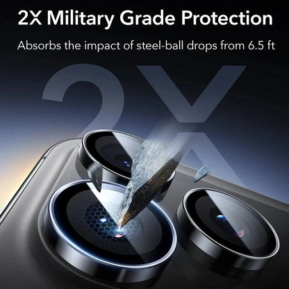 Folie de protectie Camera Spate ESR Armorite pentru Apple iPhone 17 Pro Max, Sticla Securizata, Set 2 bucati, Neagra