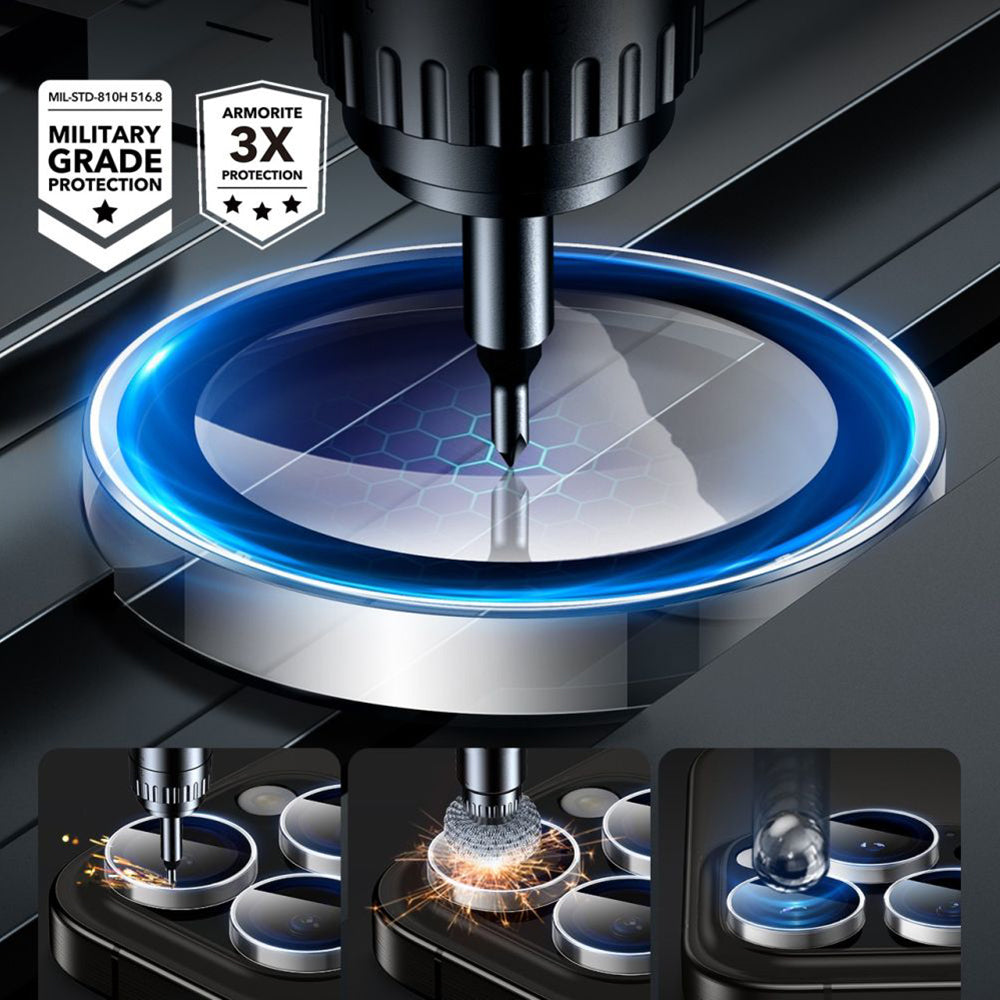 Folie de protectie Camera Spate ESR Armorite pentru Apple iPhone 17 Pro Max / 17 Pro / 16 Pro Max / 16 Pro, Sticla Securizata, Transparenta