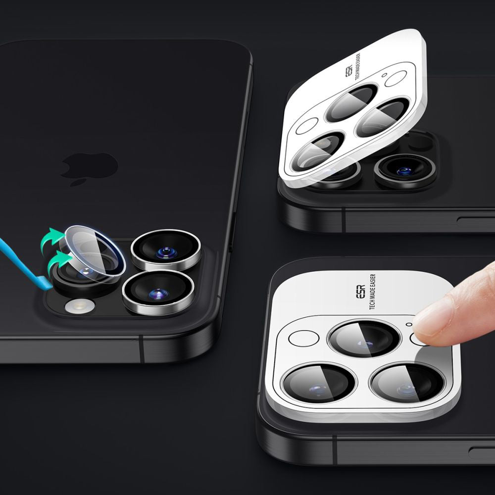 Folie de protectie Camera Spate ESR Armorite pentru Apple iPhone 17 Pro Max / 17 Pro / 16 Pro Max / 16 Pro, Sticla Securizata, Transparenta