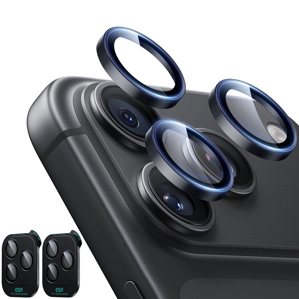 Folie de protectie Camera Spate ESR Armorite pentru Apple iPhone 18 Pro / 18 Pro max, Sticla Securizata, Set 2 bucati, Neagra