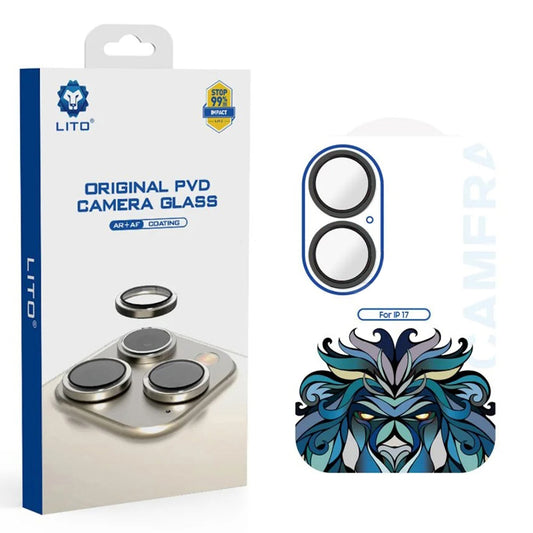 Folie de protectie Camera Spate Lito Titanium AR pentru Apple iPhone 17, Sticla Securizata, Neagra