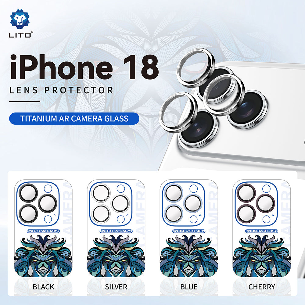 Folie de protectie Camera Spate Lito Titanium AR pentru Apple iPhone 18 Pro / 18 Pro Max, Sticla Securizata, Bleu