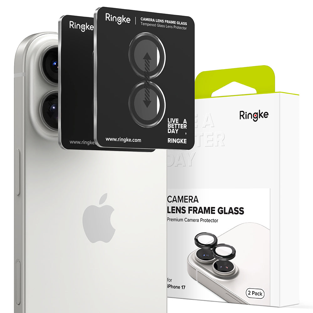 Folie de protectie Camera Spate Ringke pentru Apple iPhone 17, Sticla Securizata, Neagra