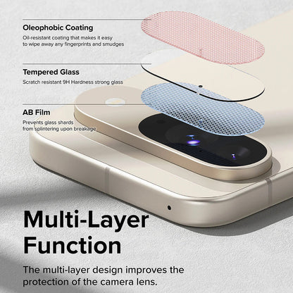 Folie de protectie Camera Spate Ringke pentru Google Pixel 9, Sticla Securizata, Set 3 bucati, Transparenta