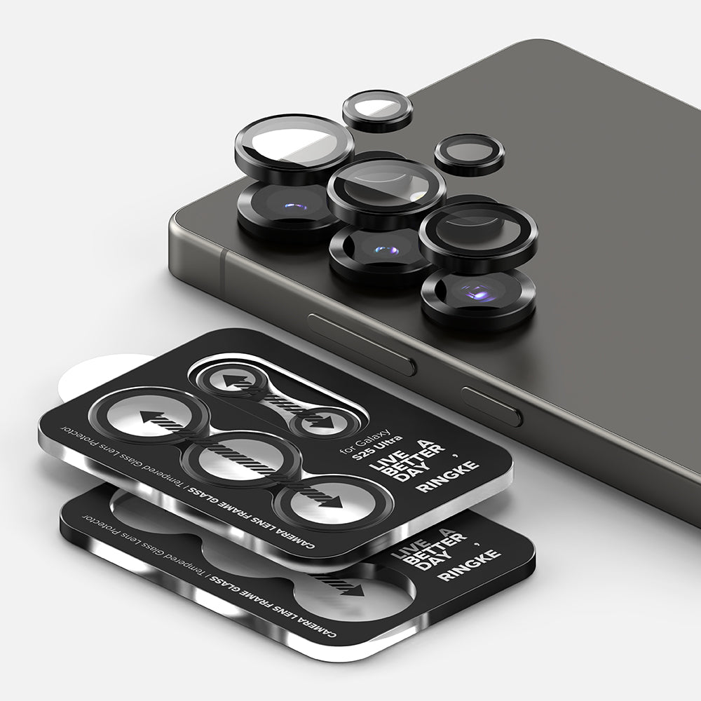 Folie de protectie Camera Spate Ringke pentru Samsung Galaxy S25 Ultra S938, Sticla Securizata, Neagra