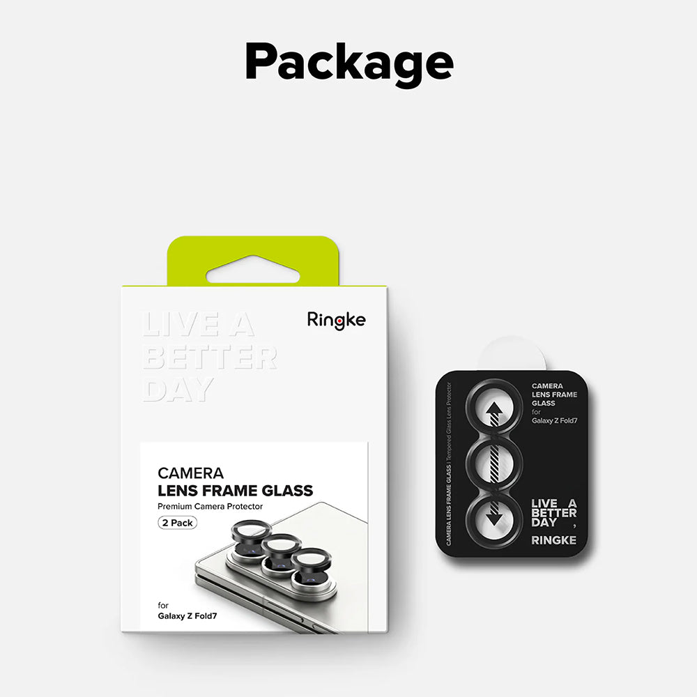Folie de protectie Camera Spate Ringke pentru Samsung Galaxy Z Fold7 F966, Sticla Securizata, Set 2 bucati, Neagra