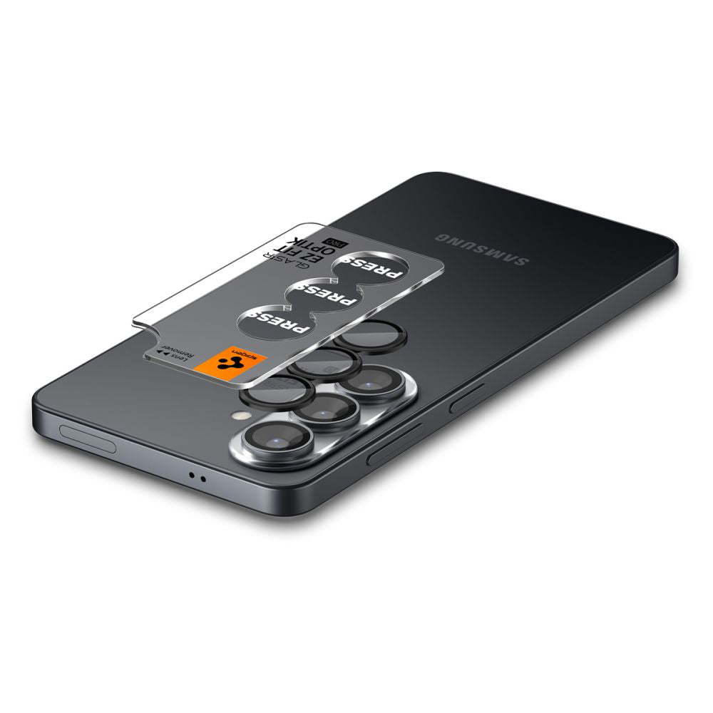 Folie de protectie Camera Spate Spigen GlastR EZ FIT Optik Pro HD pentru Samsung Galaxy S26 Plus S947, Sticla Securizata, Set 2 bucati, Neagra