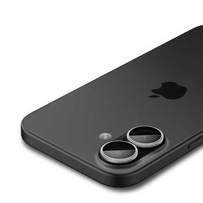 Folie de protectie Camera Spate Spigen GlastR EZ FIT Optik Pro pentru Apple iPhone 17 / 16 Plus / 16, Sticla Securizata, Set 2 bucati, Argintie