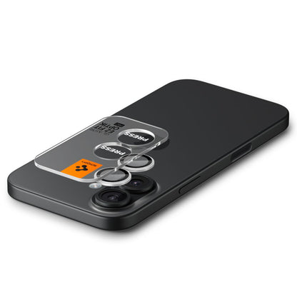 Folie de protectie Camera Spate Spigen GlastR EZ FIT Optik Pro pentru Apple iPhone 17 / 16 Plus / 16, Sticla Securizata, Set 2 bucati, Argintie