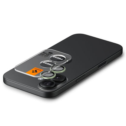 Folie de protectie Camera Spate Spigen GlastR EZ FIT Optik Pro pentru Apple iPhone 17 / 16 Plus / 16, Sticla Securizata, Set 2 bucati, Verde AGL10128
