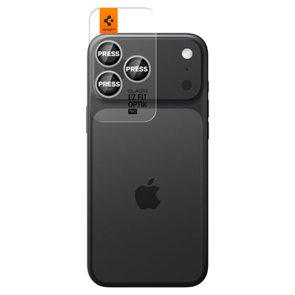 Folie de protectie Camera Spate Spigen GlastR EZ FIT Optik Pro pentru Apple iPhone 17 Pro Max / 17 Pro, Sticla Securizata, Set 2 bucati, Argintie