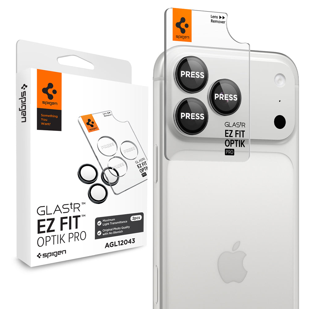 Folie de protectie Camera Spate Spigen GlastR EZ FIT Optik Pro pentru Apple iPhone 18 Pro / 18 Pro Max, Sticla Securizata, Set 2 bucati, Gri Inchis AGL12043