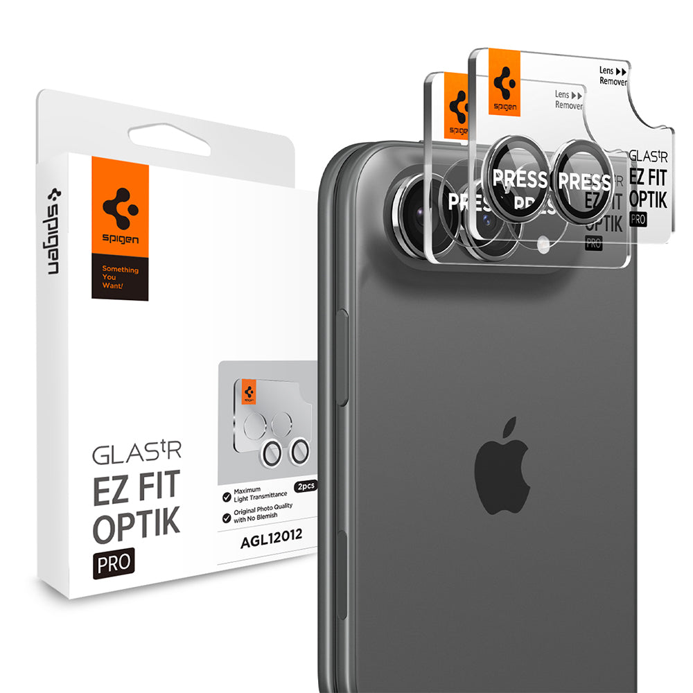 Folie de protectie Camera Spate Spigen GlastR EZ FIT Optik Pro pentru Apple iPhone Duo, Sticla Securizata, Set 2 bucati, Gri AGL12012
