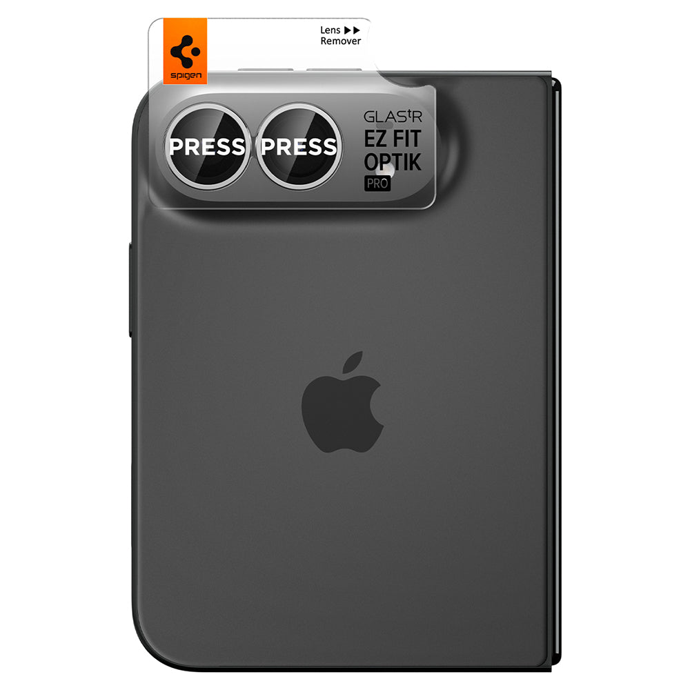 Folie de protectie Camera Spate Spigen GlastR EZ FIT Optik Pro pentru Apple iPhone Duo, Sticla Securizata, Set 2 bucati, Gri AGL12012