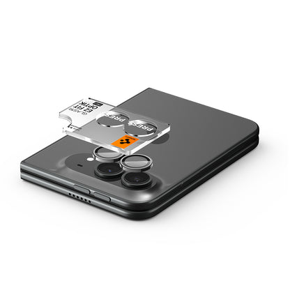 Folie de protectie Camera Spate Spigen GlastR EZ FIT Optik Pro pentru Apple iPhone Duo, Sticla Securizata, Set 2 bucati, Gri AGL12012