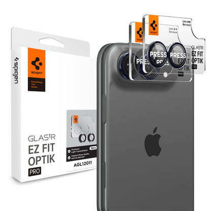 Folie de protectie Camera Spate Spigen GlastR EZ FIT Optik Pro pentru Apple iPhone Duo, Sticla Securizata, Set 2 bucati, Bleumarin AGL12011