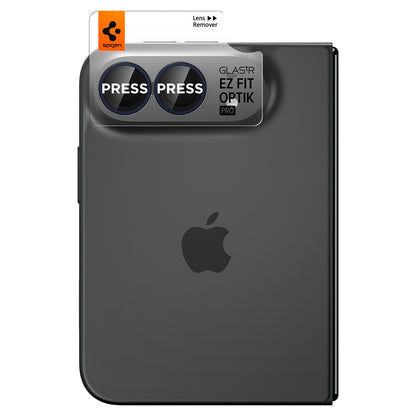 Folie de protectie Camera Spate Spigen GlastR EZ FIT Optik Pro pentru Apple iPhone Duo, Sticla Securizata, Set 2 bucati, Bleumarin AGL12011