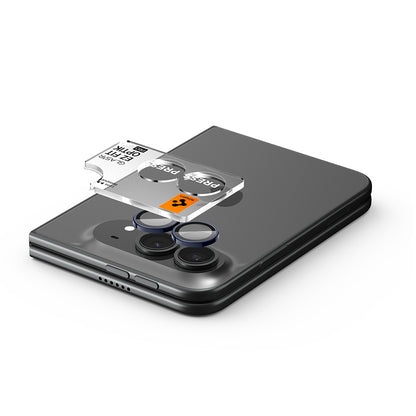 Folie de protectie Camera Spate Spigen GlastR EZ FIT Optik Pro pentru Apple iPhone Duo, Sticla Securizata, Set 2 bucati, Bleumarin AGL12011