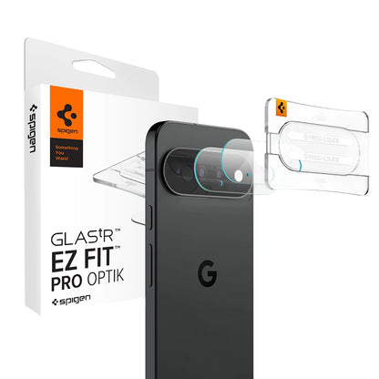 Folie de protectie Camera Spate Spigen GlastR EZ FIT Optik Pro pentru Google Pixel 11, Sticla Securizata, Set 2 bucati, Neagra AGL11479