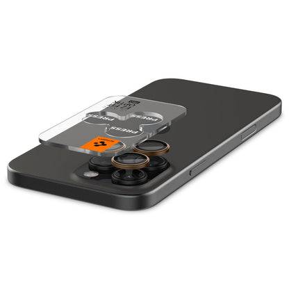 Folie de protectie Camera Spate Spigen GlastR EZ FIT Optik Pro pentru Apple iPhone 16 Pro, Sticla Securizata, Set 2 bucati, Bronz AGL08862