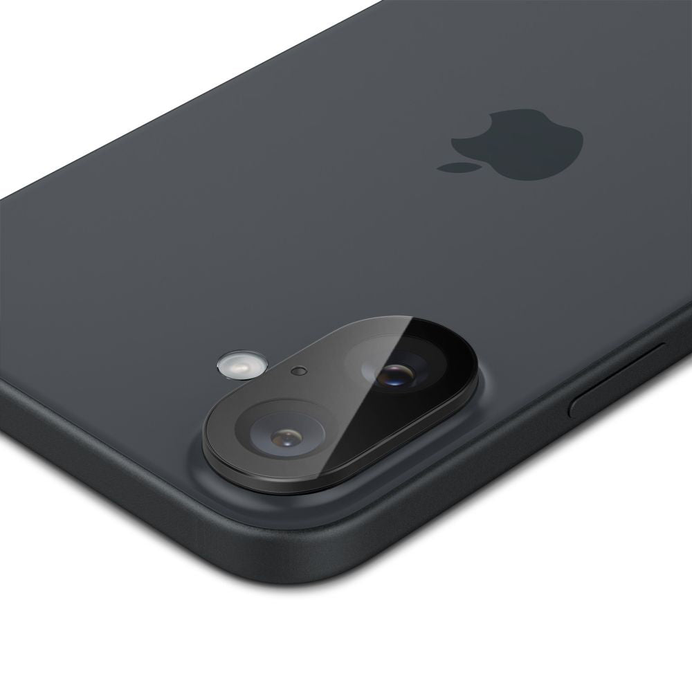 Folie de protectie Camera Spate Spigen GlastR Optik pentru Apple iPhone 16 Plus / 16, Sticla Securizata, Set 2 bucati, Neagra AGL07922