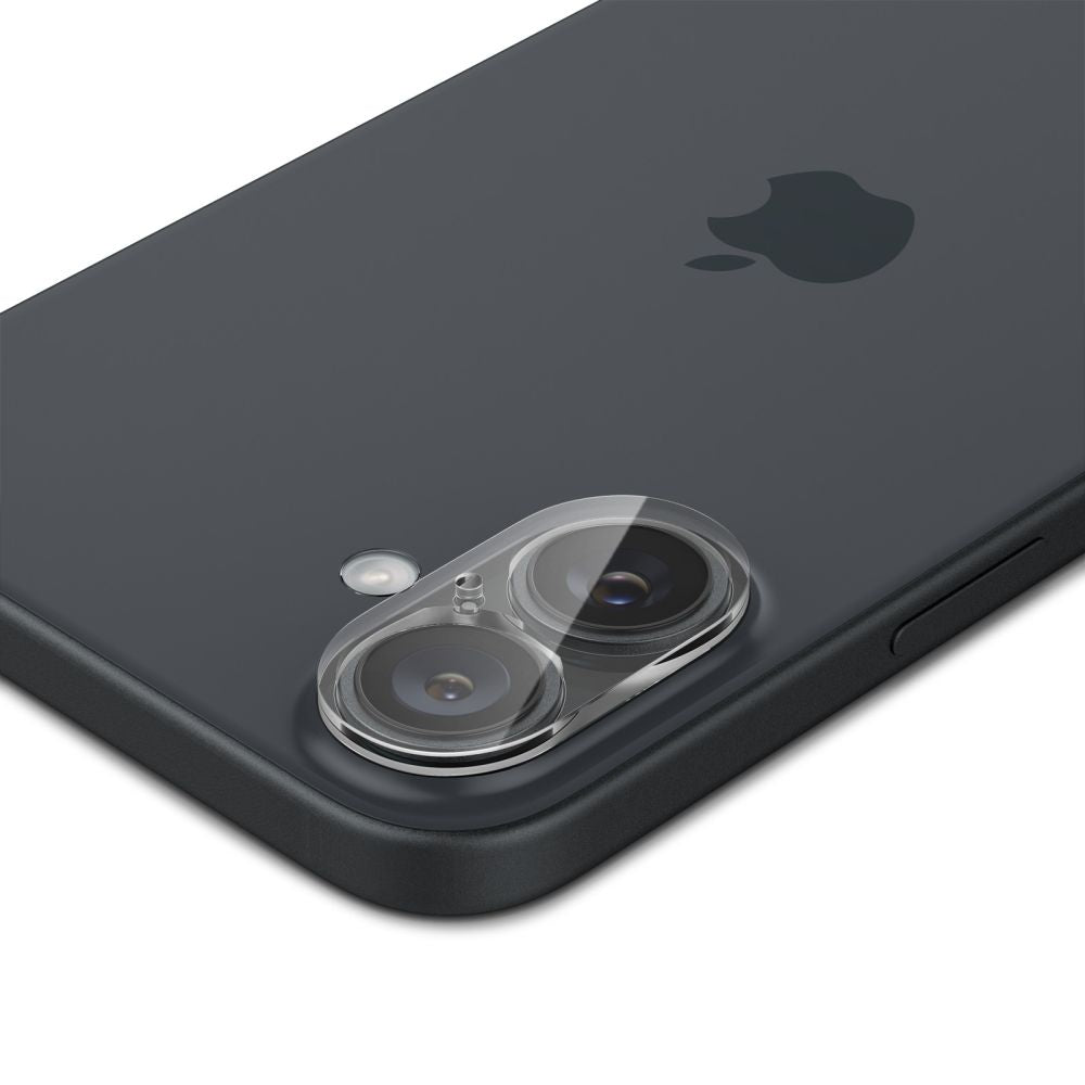 Folie de protectie Camera Spate Spigen GlastR Optik pentru Apple iPhone 16 Plus / 16, Sticla Securizata, Set 2 bucati, Transparenta AGL07923