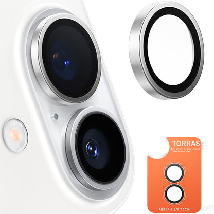 Folie de protectie Camera Spate Torras Lensguard pentru Apple iPhone 16 Plus / 16, Sticla Securizata, Gri Metalic