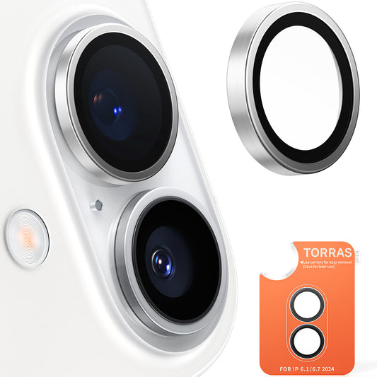 Folie de protectie Camera Spate Torras Lensguard pentru Apple iPhone 16 Plus / 16, Sticla Securizata, Gri Metalic