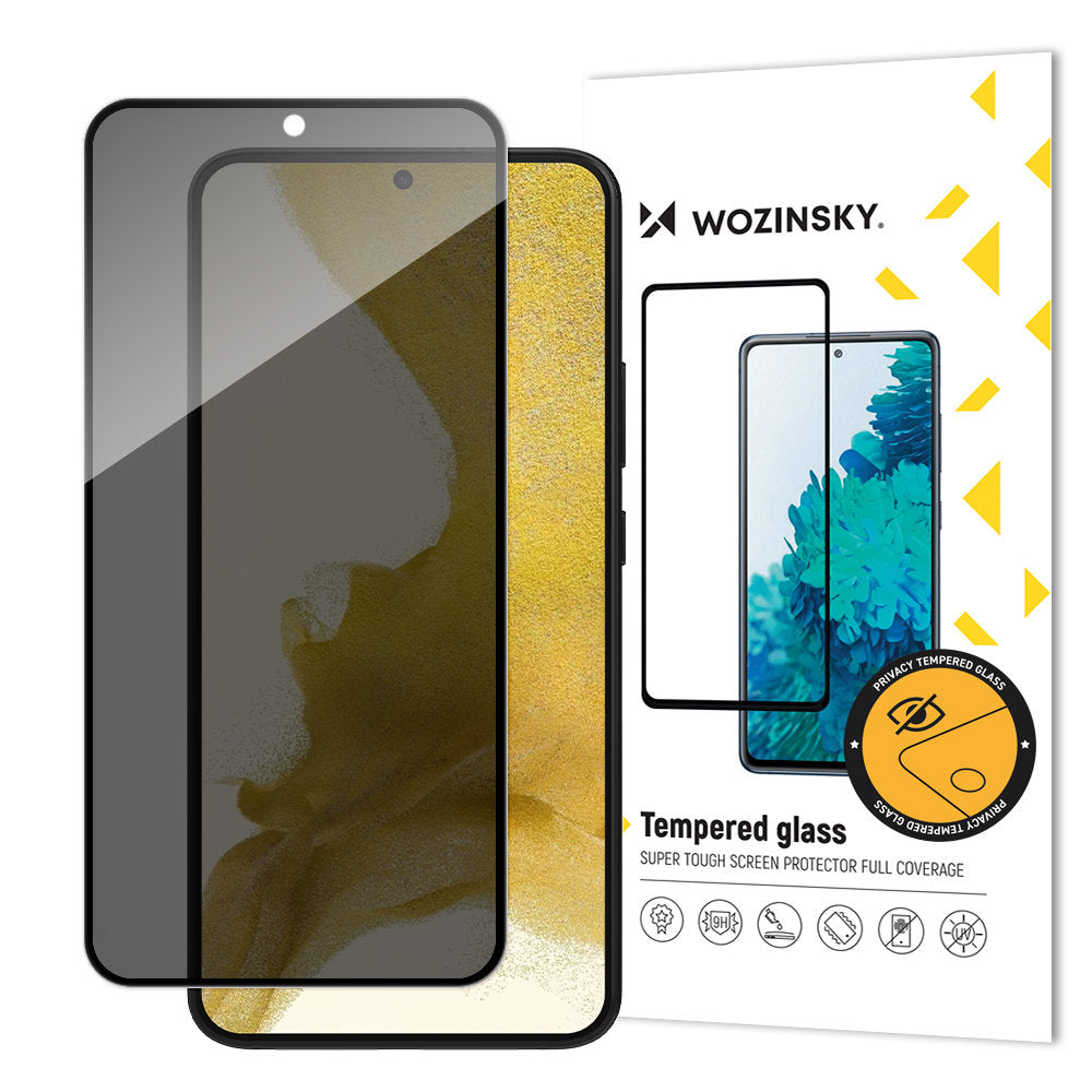 WZK AntiSpy Privacy Screen Protector dla Samsung Galaxy S22+ 5G S906, szkło ochronne, pełne klejenie 