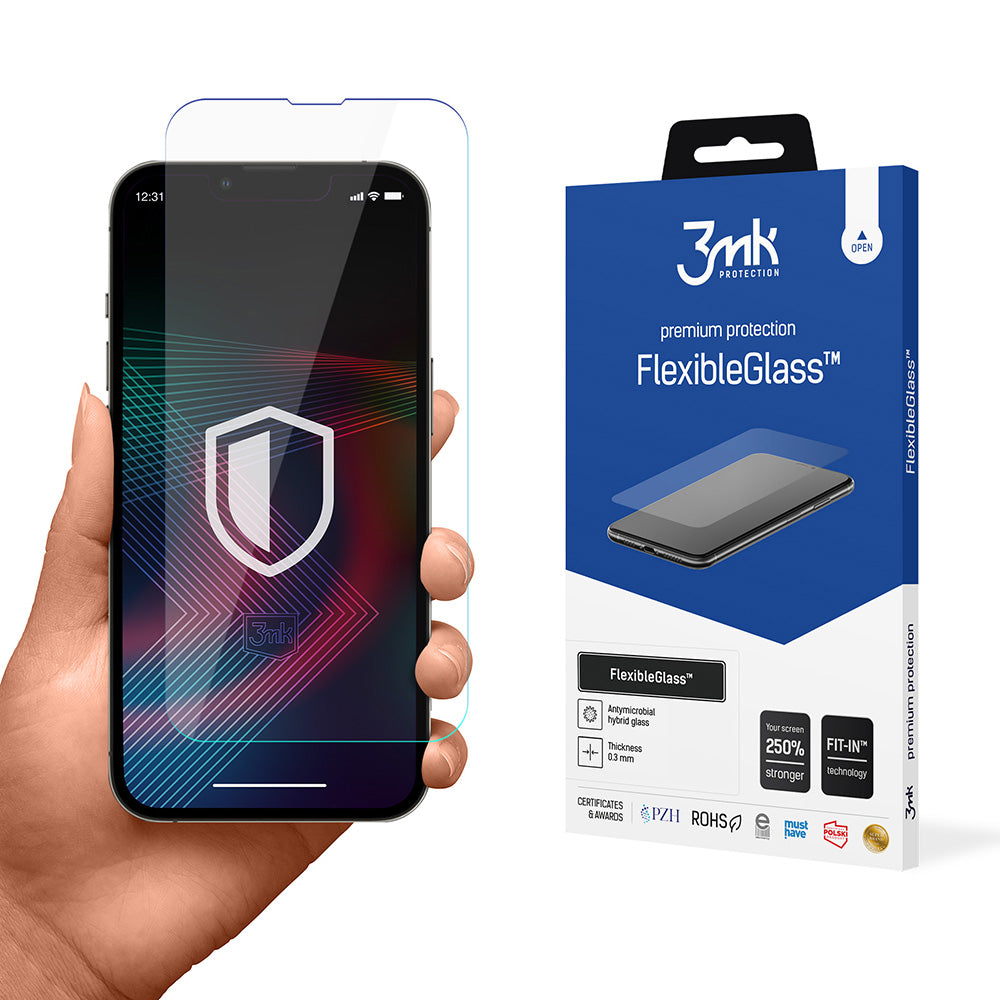 3MK FlexibleGlass Screen Protector do Apple iPhone 14 Pro / 14, elastyczne szkło, pełne klejenie 