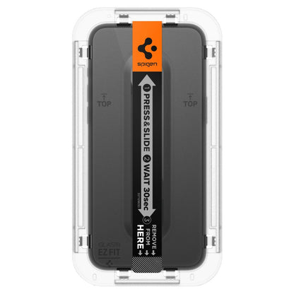 Folie de protectie Ecran Spigen EZ FIT pentru Apple iPhone 15, Sticla Securizata, Full Glue, 2.5D, Case Friendly, Neagra AGL06908